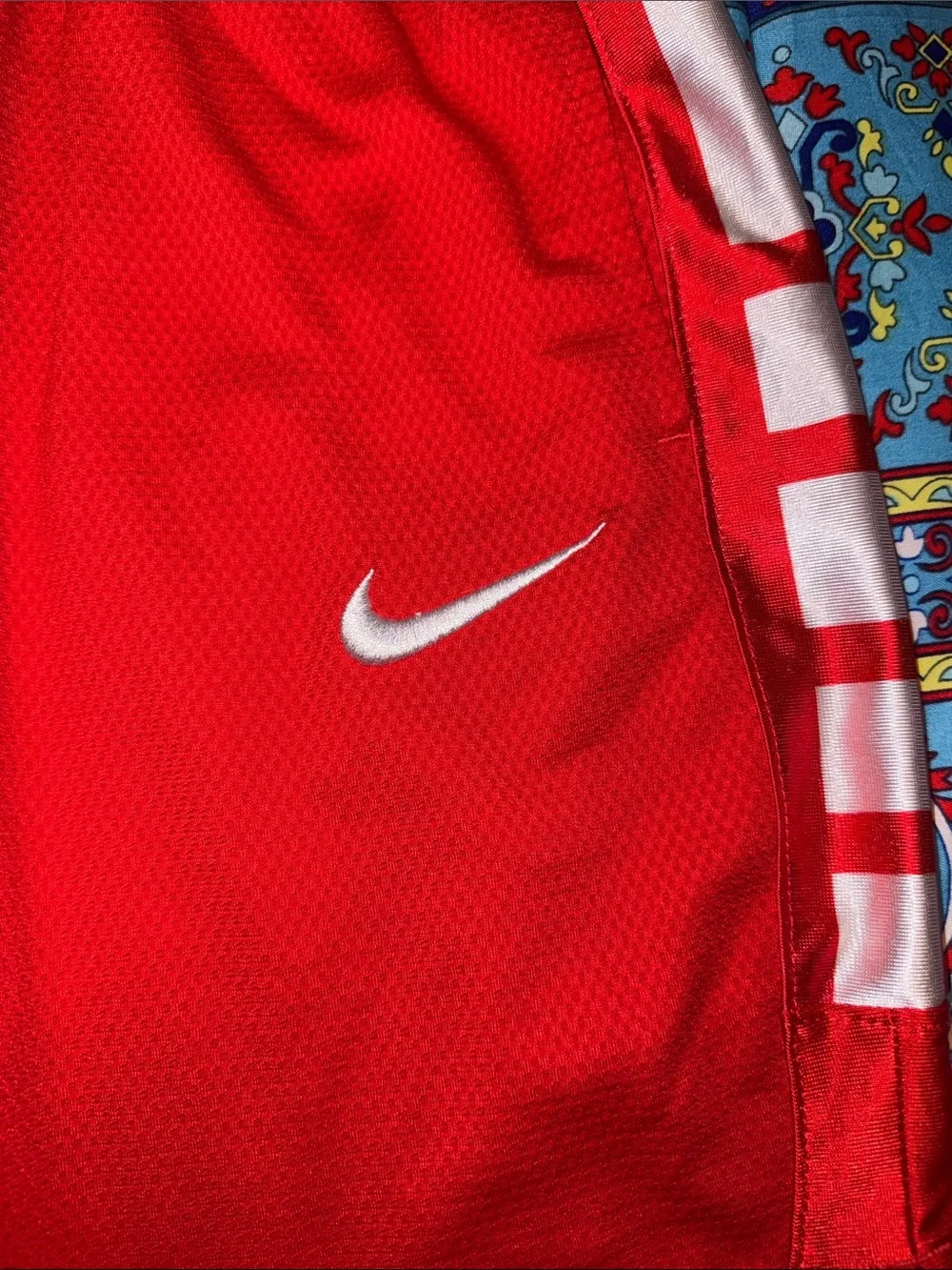 Nike Red Boys Athletic Shorts with White Swoosh
